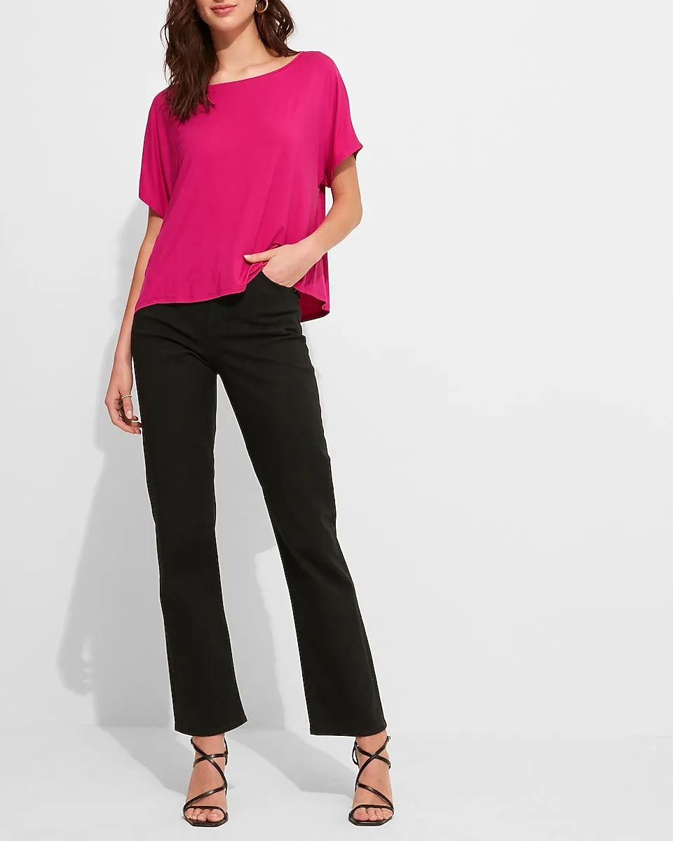 Relaxed Boxy Bateau Neck Tee in Neon Berry