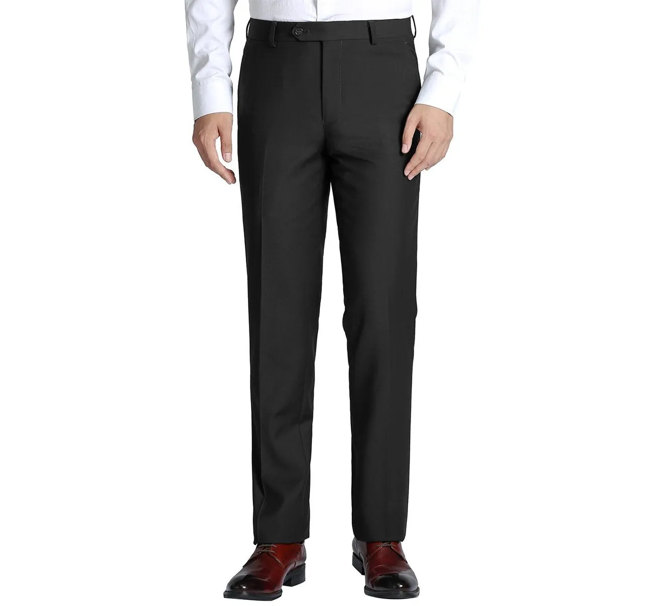 RENOIR Black Slim Fit Flat Front Suit Separate Pants 201-1