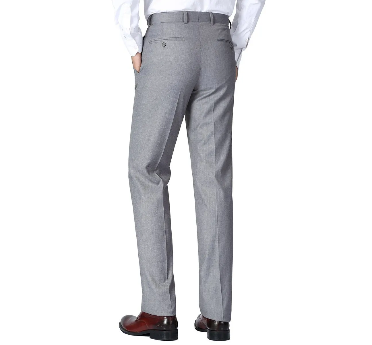 RENOIR Grey Slim Fit Flat Front Suit Separate Pants 202-2