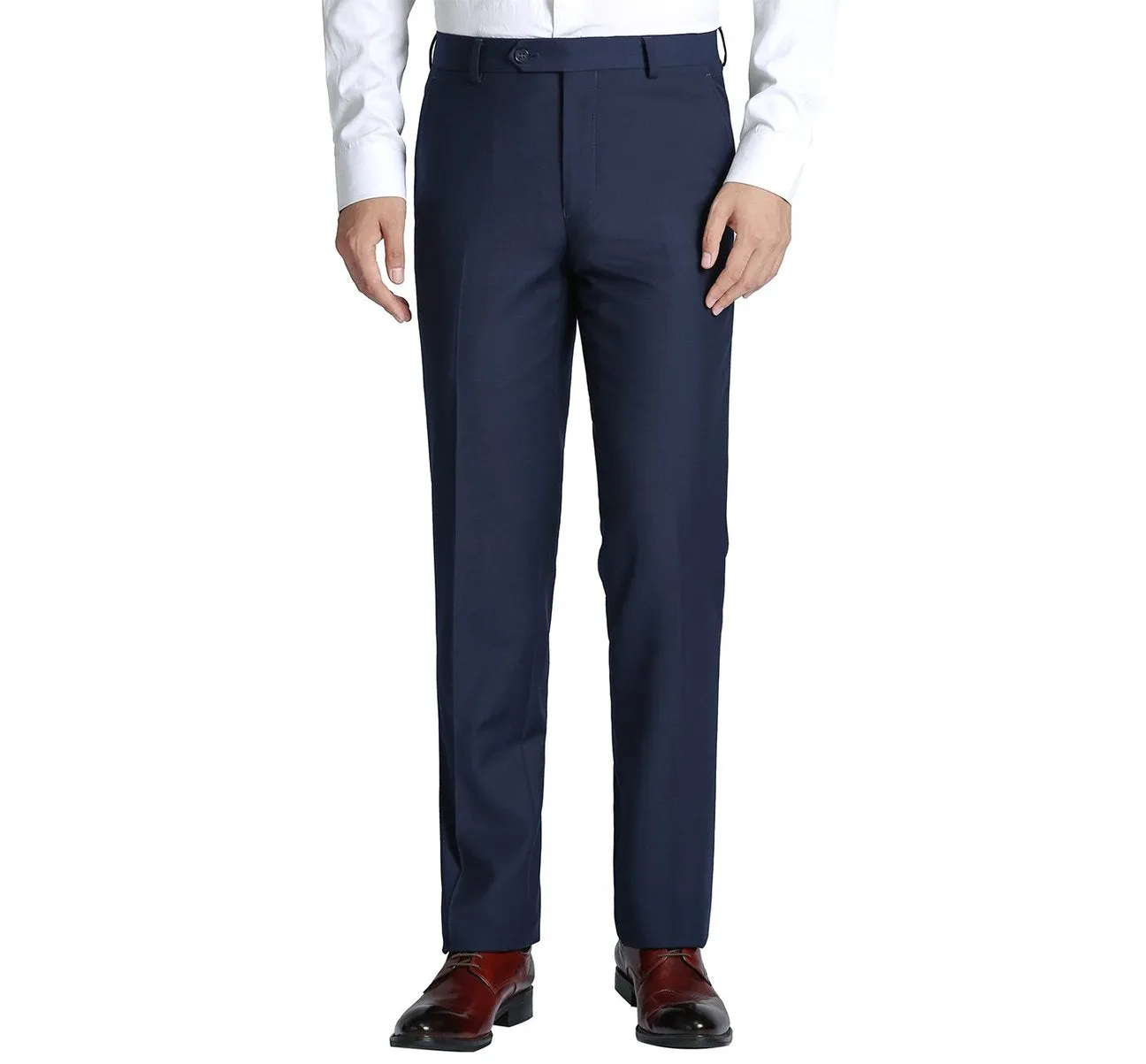 RENOIR Navy Slim Fit Flat Front Suit Separate Pants 201-19