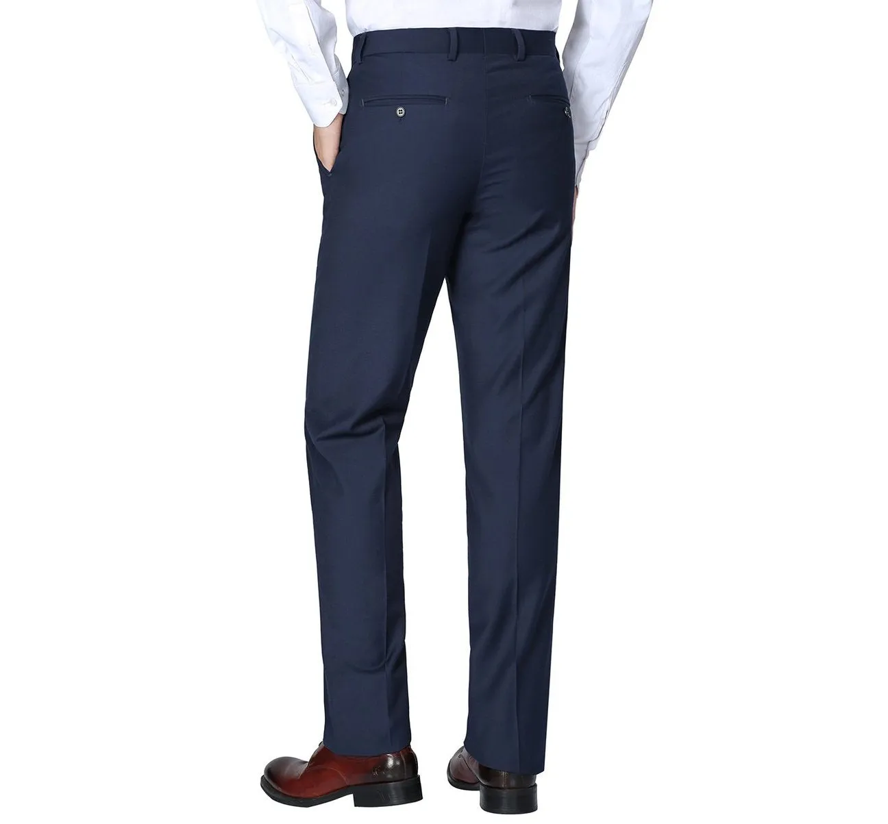 RENOIR Navy Slim Fit Flat Front Suit Separate Pants 201-19