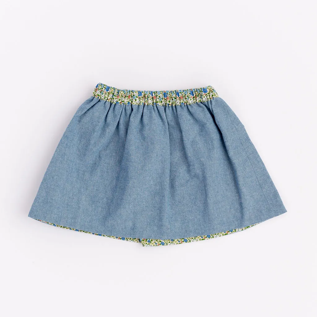 Reversible Skirt in Chambray Nostalgia