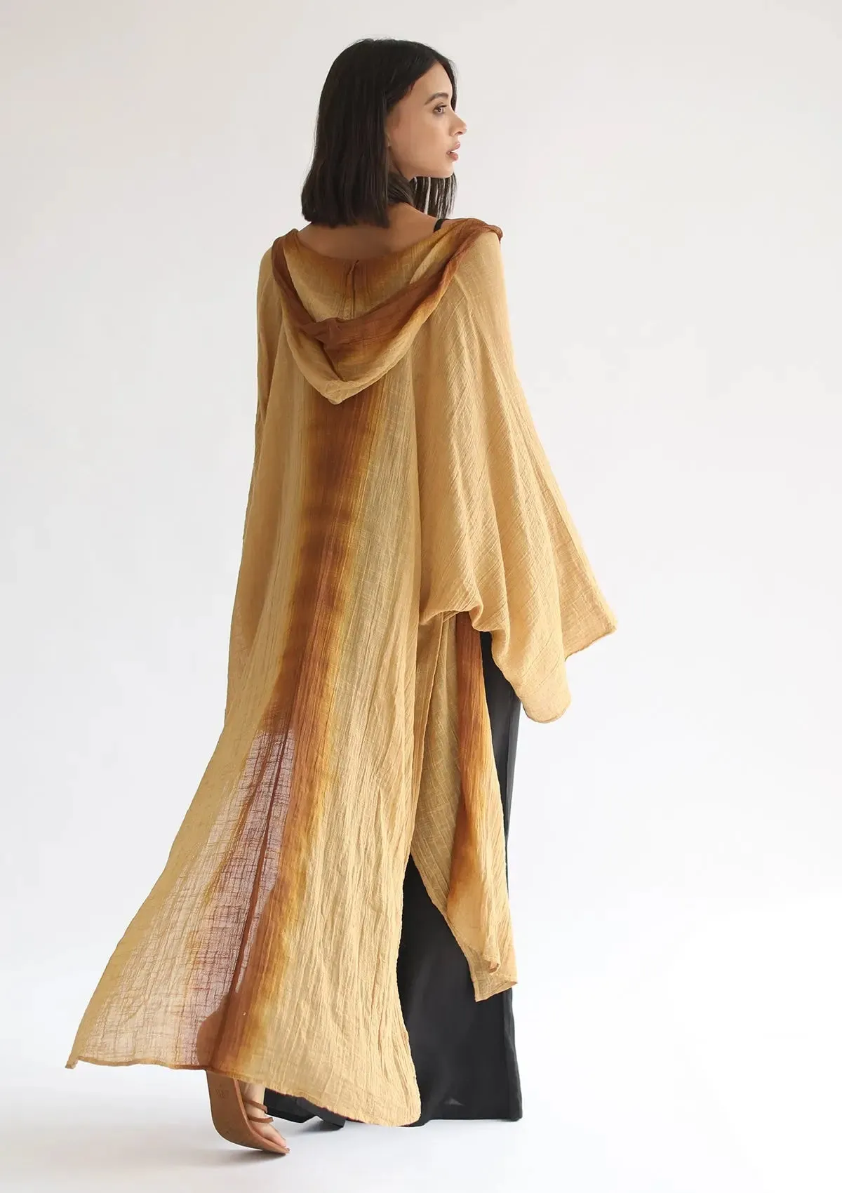 RHEA HOODED CAPE - SAHARA SUN / INCA GOLD OMBRE