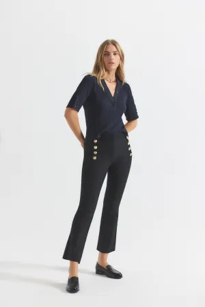 Robertson Crop Flare Trousers - Black