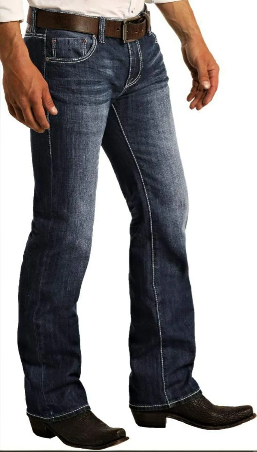 Rock & Roll Denim Regular Fit Straight Bootcut Jeans 36 W x 32 L Pant