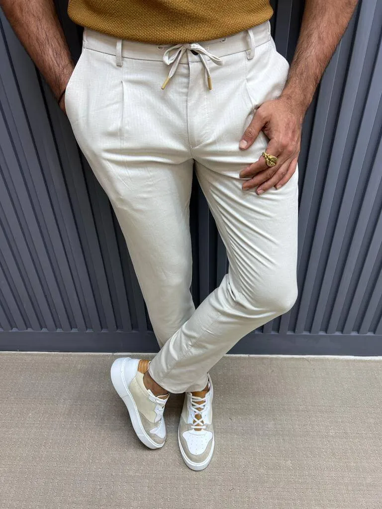 Rope Detail Beige Pants