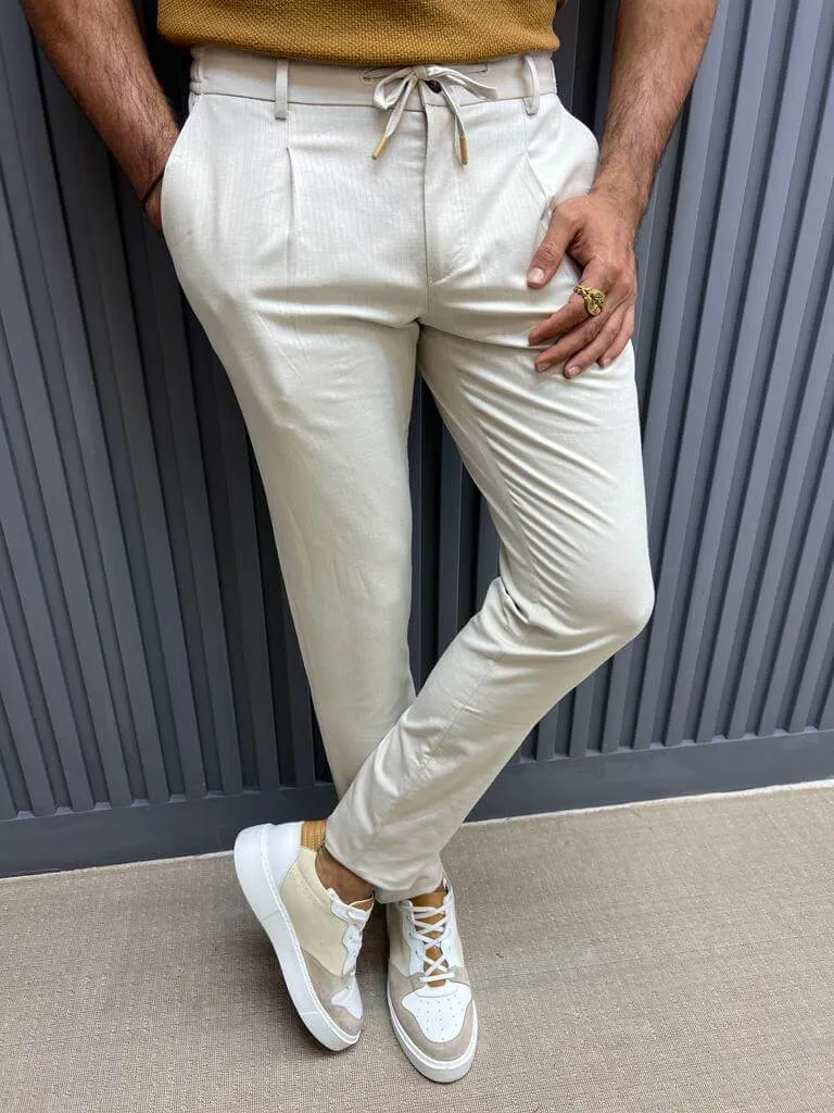 Rope Detail Beige Pants