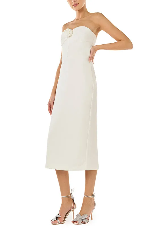 Rosette Crepe Midi Dress