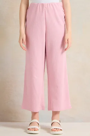 Senior Girls Pink Embellished Wide Leg Pants