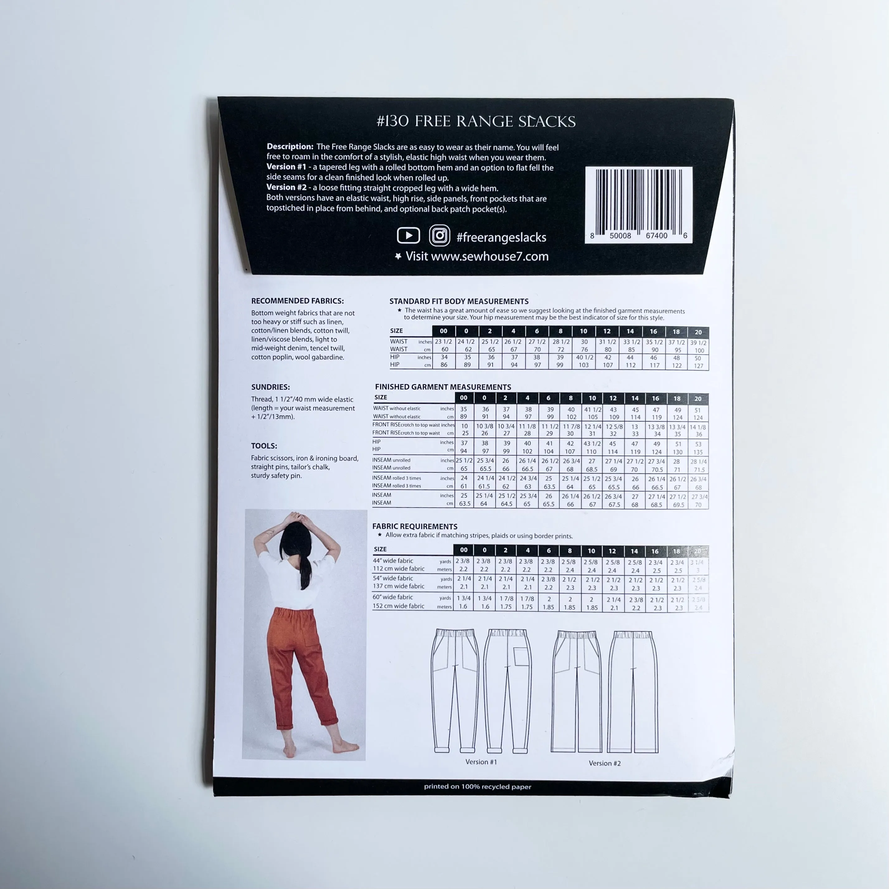 Sew House Seven Patterns : Free Range Slacks