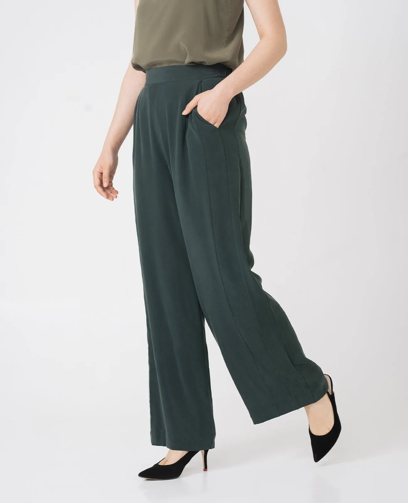 Silk Wide Leg Racer Pant