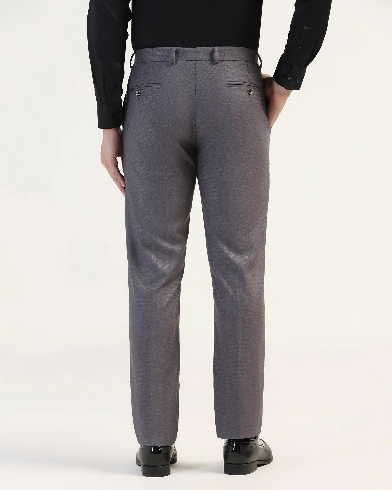 Slim Comfort B-95 Formal Grey Textured Trouser - Zeta