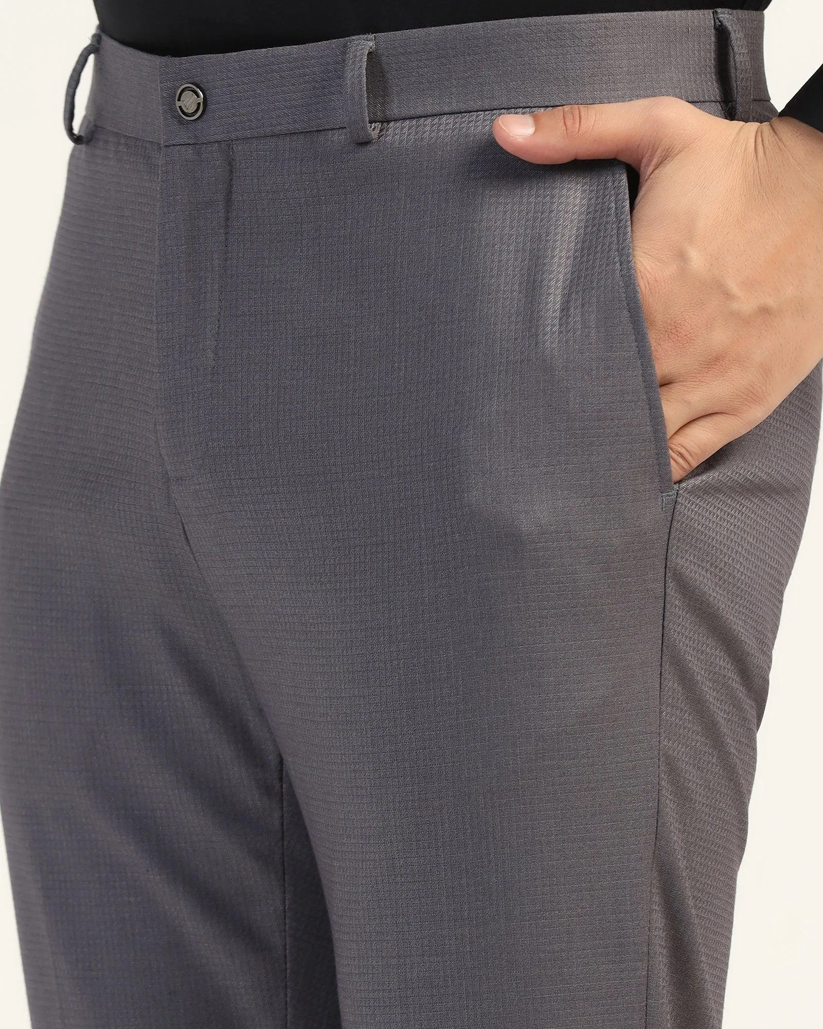 Slim Comfort B-95 Formal Grey Textured Trouser - Zeta