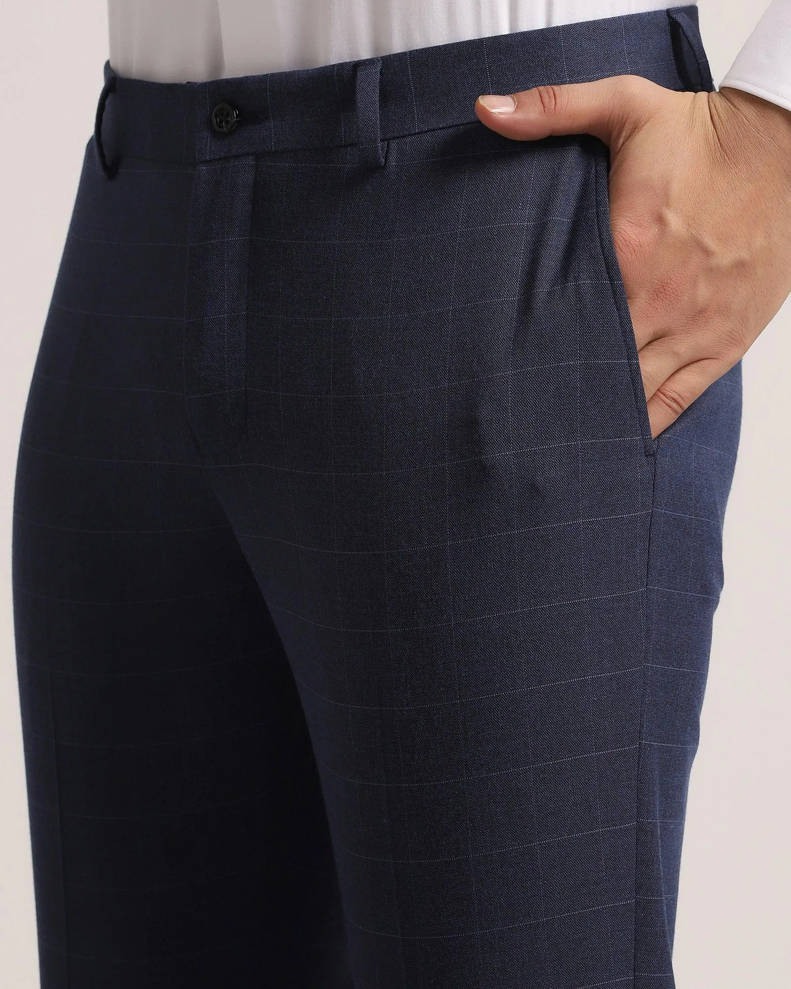 Slim Comfort B-95 Formal Navy Check Trouser - Mag