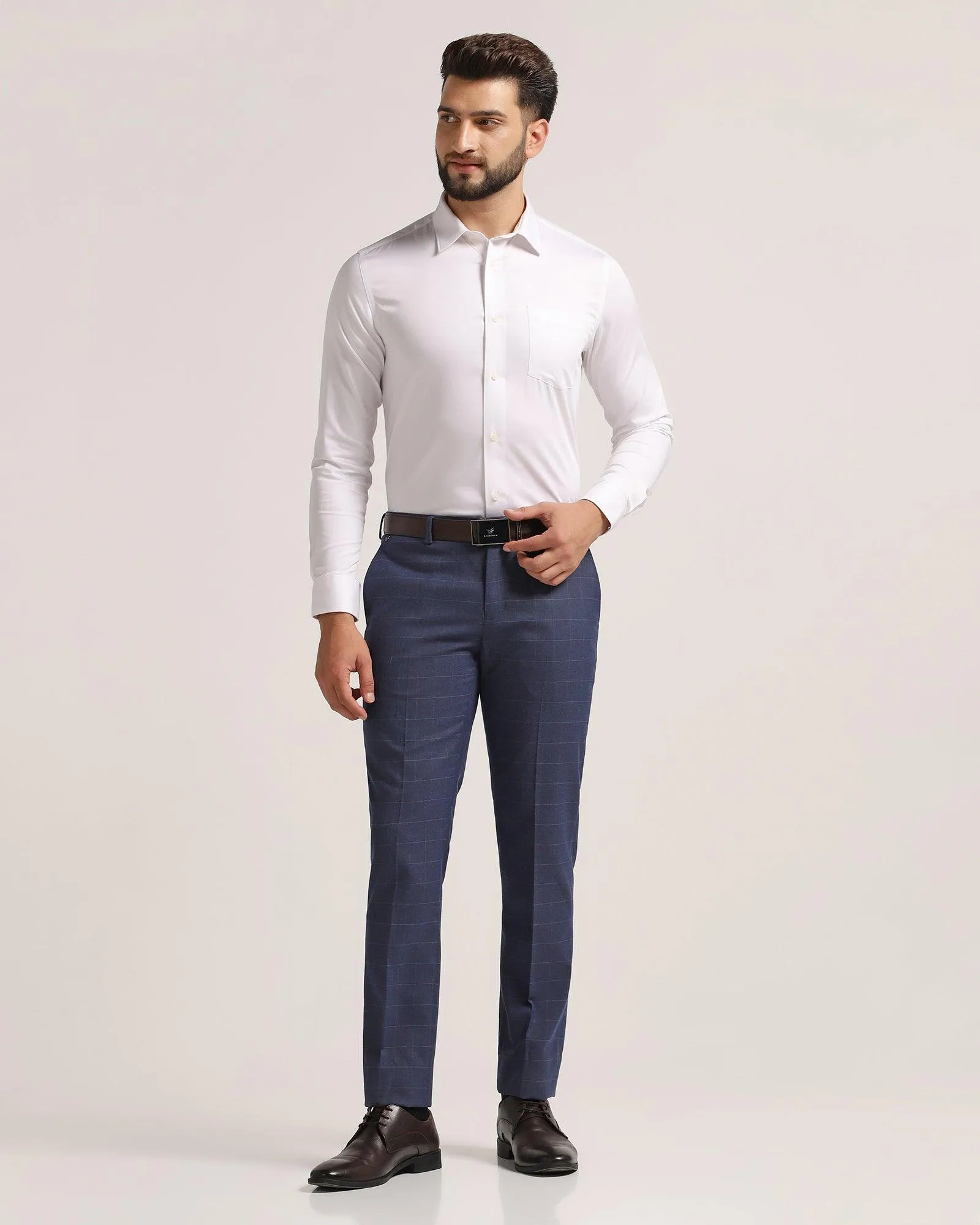 Slim Comfort B-95 Formal Navy Check Trouser - Mag