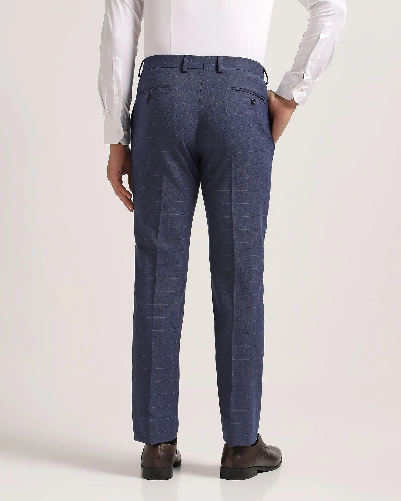 Slim Comfort B-95 Formal Navy Check Trouser - Mag