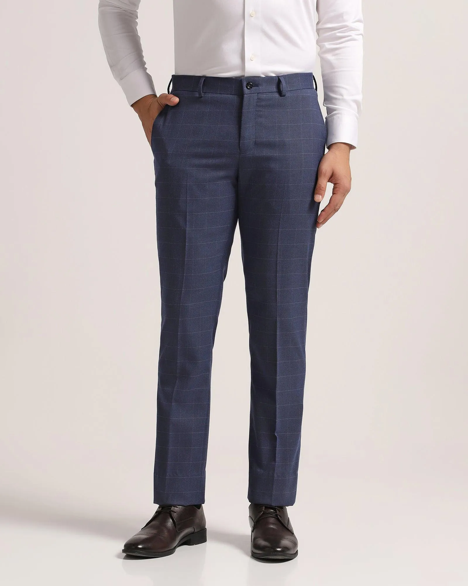 Slim Comfort B-95 Formal Navy Check Trouser - Mag