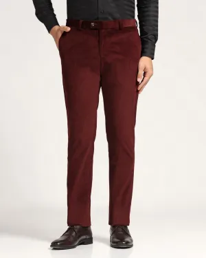 Slim Comfort B-95 Formal Wine Solid Trouser - Corduroy