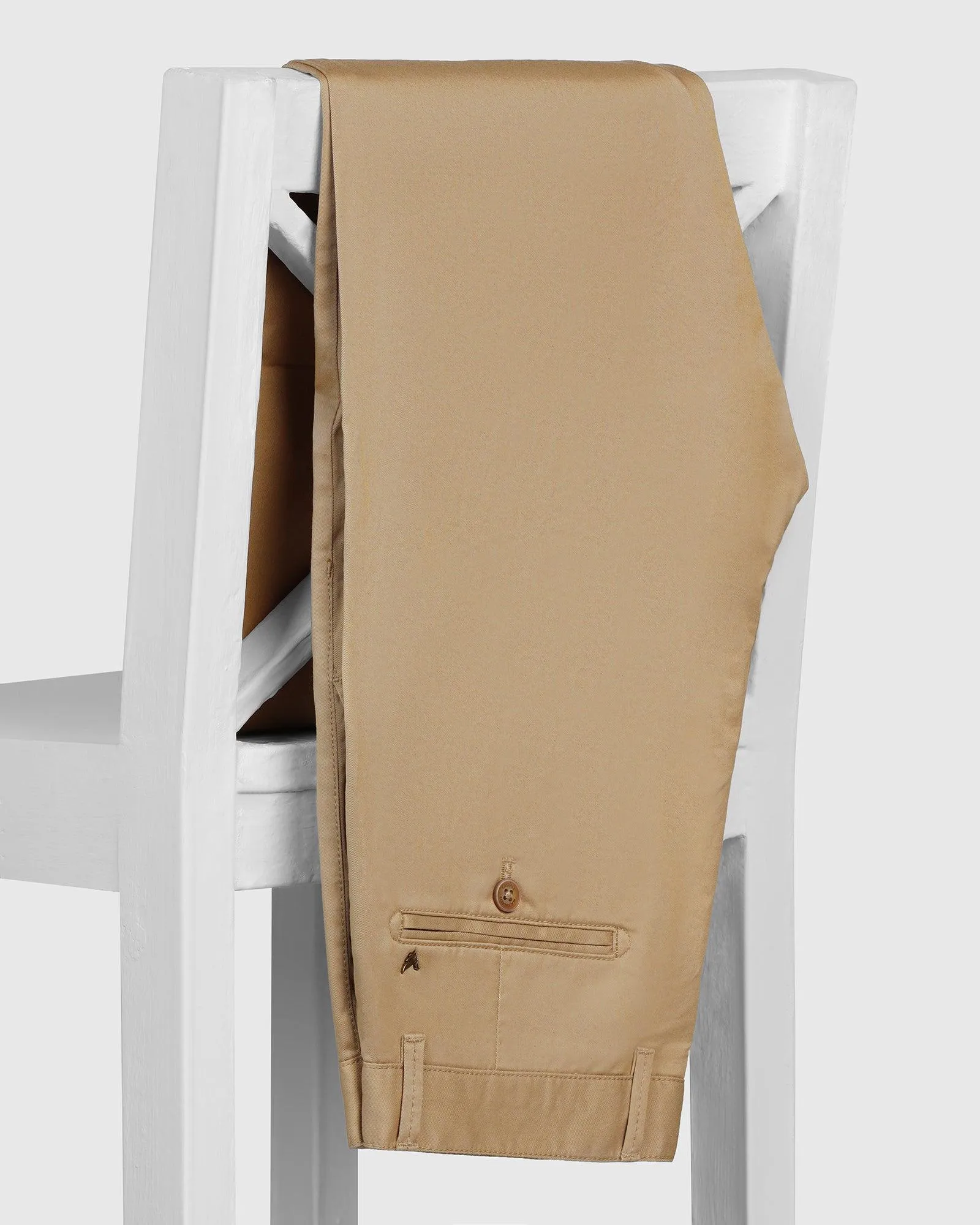 Slim Fit B-91 Casual Beige Solid Khakis - Marico