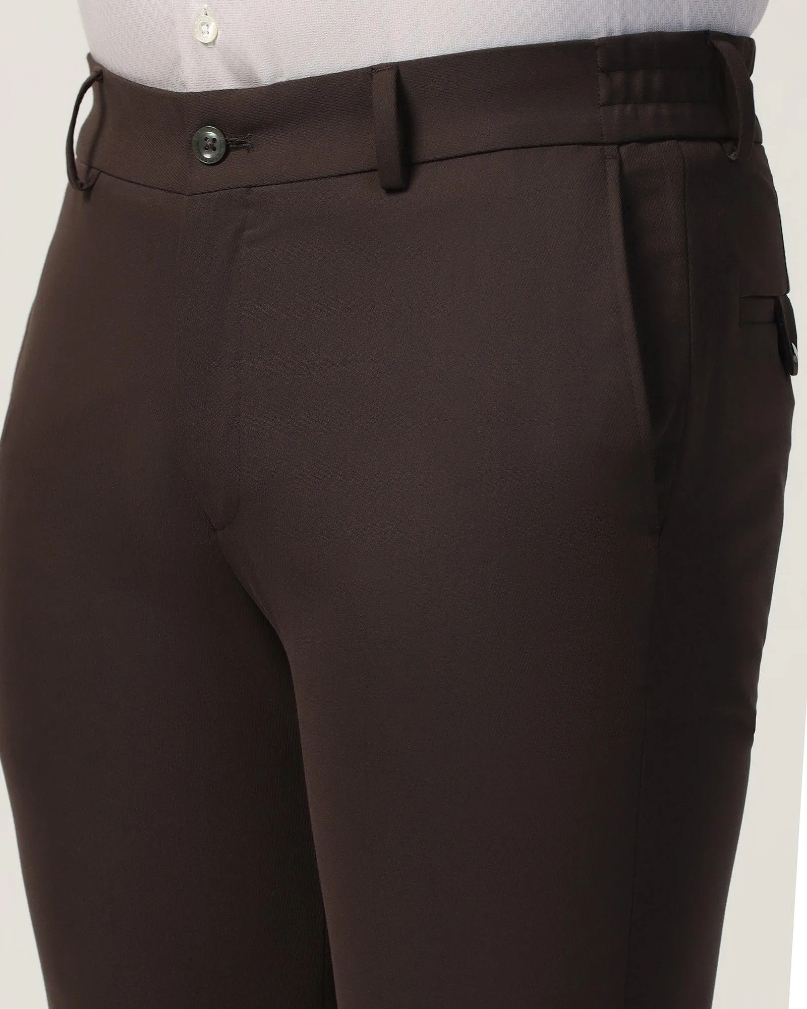 Slim Fit B-91 Formal Dark Brown Solid Trouser - Hayabusa