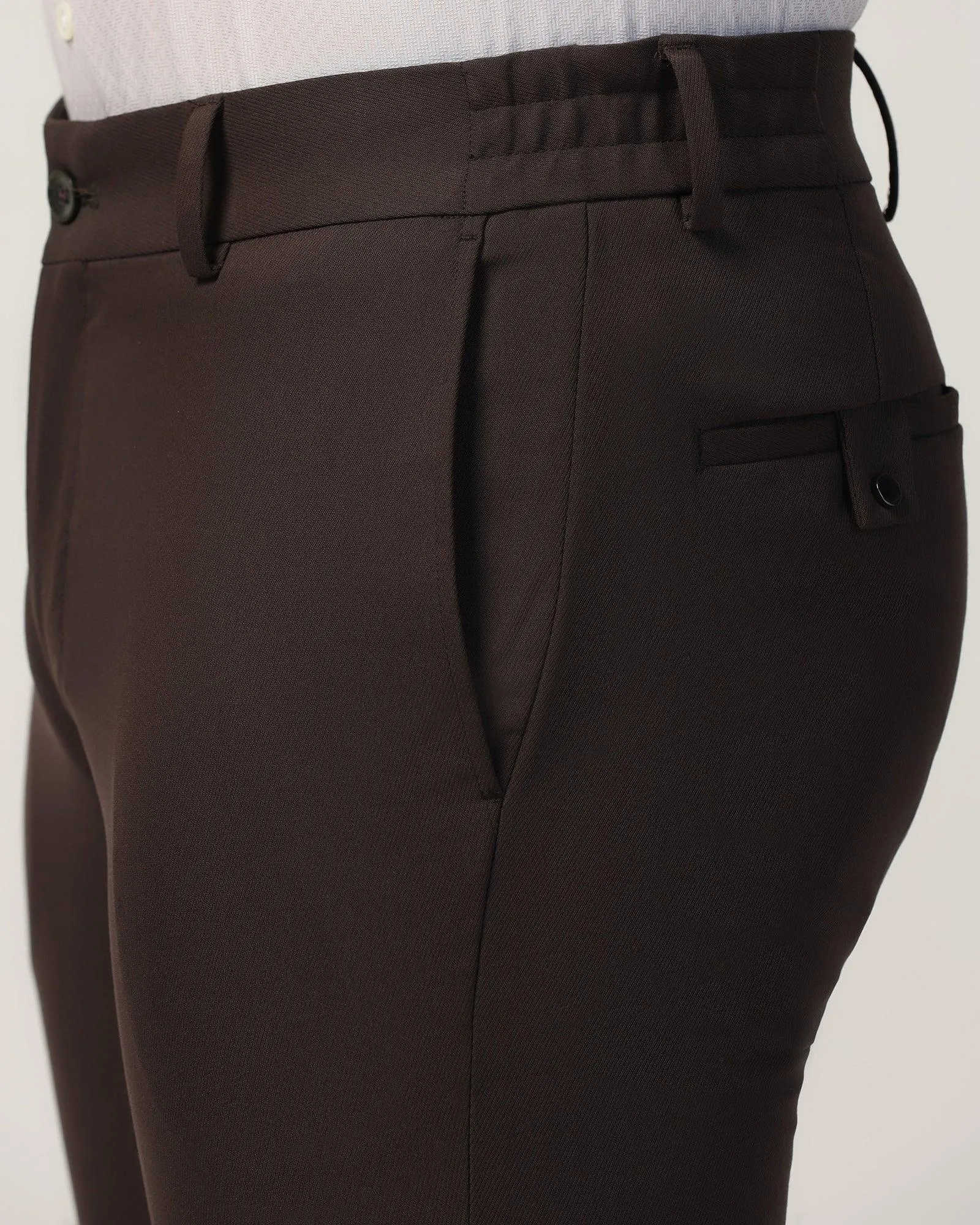 Slim Fit B-91 Formal Dark Brown Solid Trouser - Hayabusa