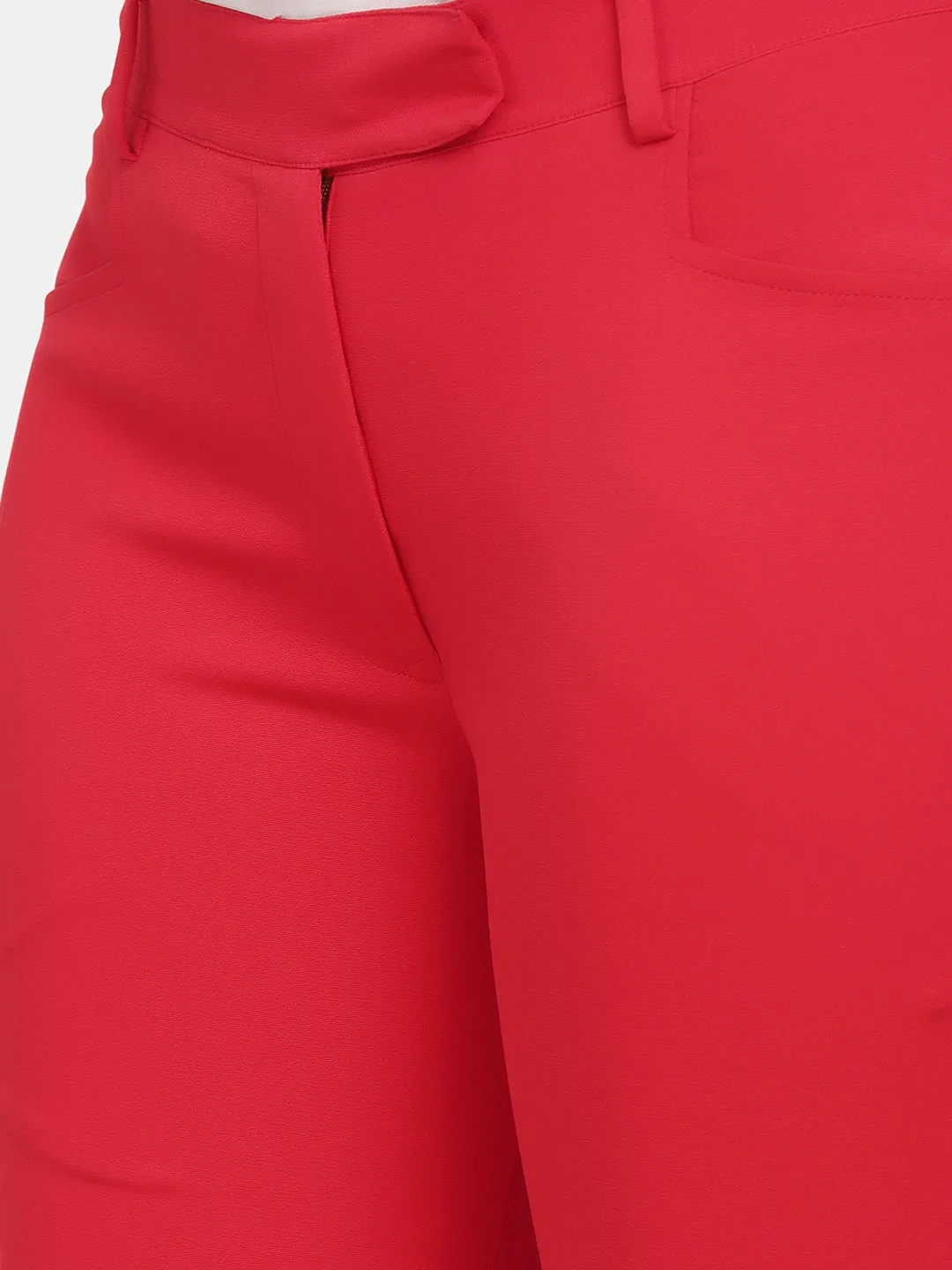 Slim Fit Office Trousers for Women - Red