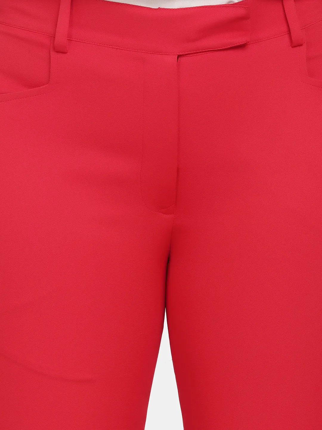 Slim Fit Office Trousers for Women - Red