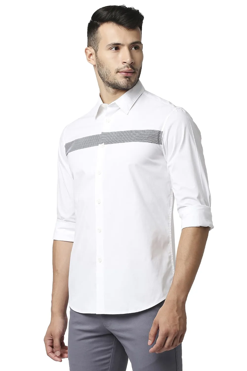 Slim Fit Poplin Stretch Stripe Shirt