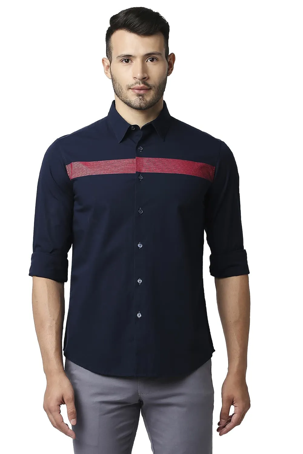 Slim Fit Poplin Stretch Stripe Shirt