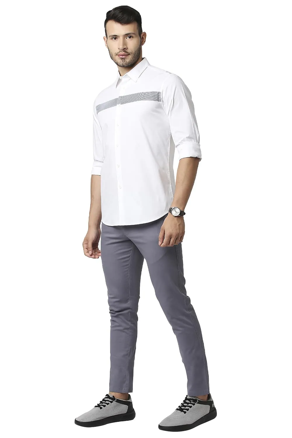 Slim Fit Poplin Stretch Stripe Shirt