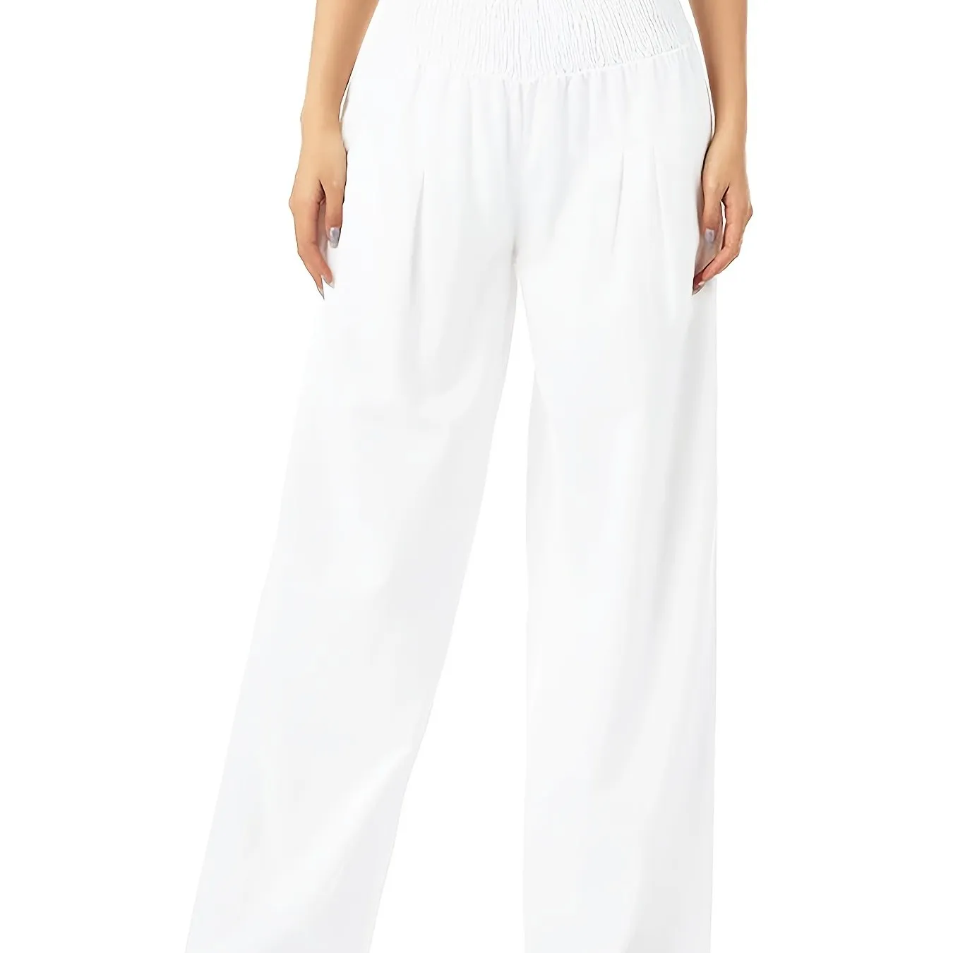 Solid Color Wide Leg Casual Loose Straight High Waist Fashion Comfy Spring  Summer Vacation Pants