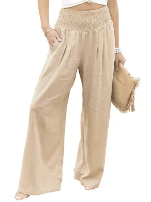 Solid Color Wide Leg Casual Loose Straight High Waist Fashion Comfy Spring  Summer Vacation Pants