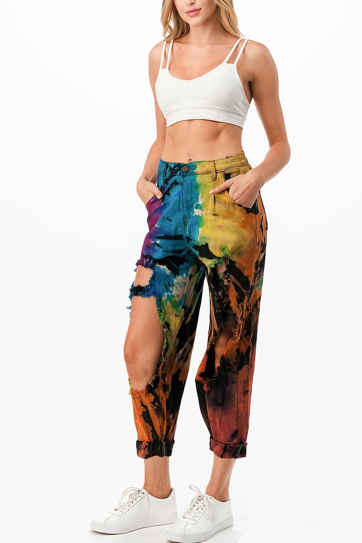 Splash Dyed Crop Trousers