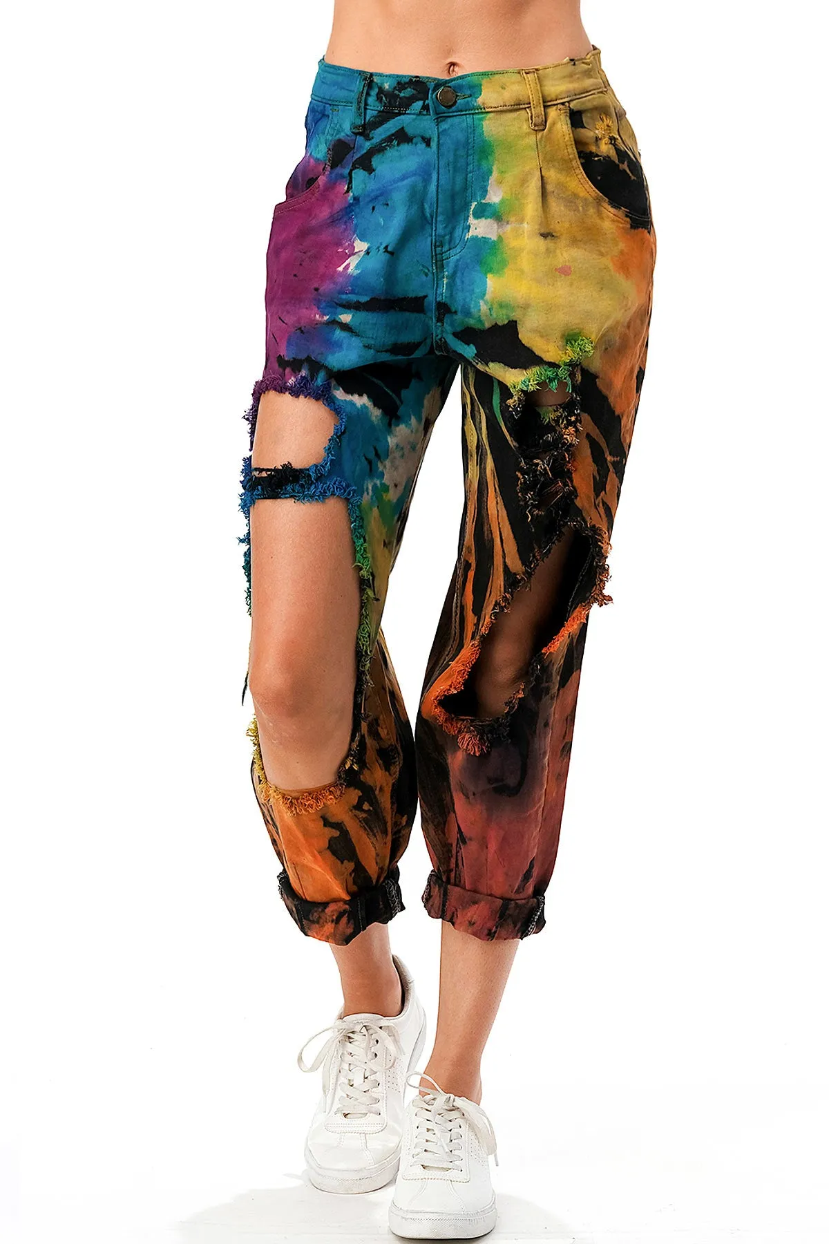 Splash Dyed Crop Trousers