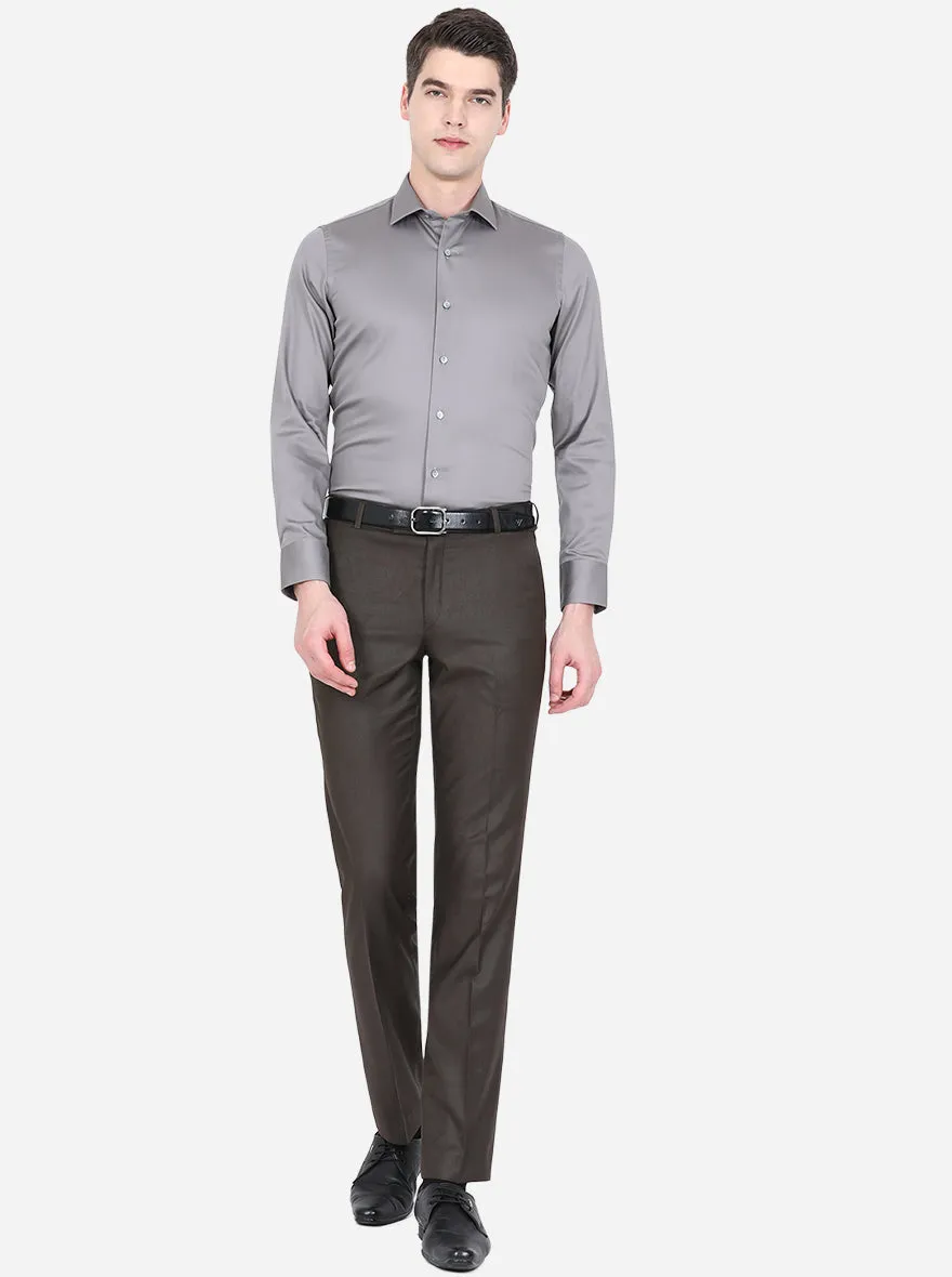 Steel Grey Solid Slim Fit Party Wear Shirt | Wyre