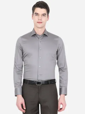 Steel Grey Solid Slim Fit Party Wear Shirt | Wyre