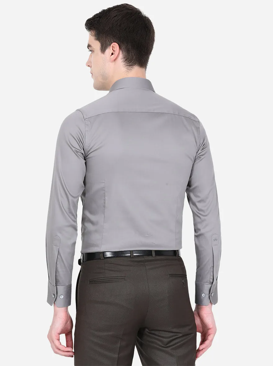 Steel Grey Solid Slim Fit Party Wear Shirt | Wyre