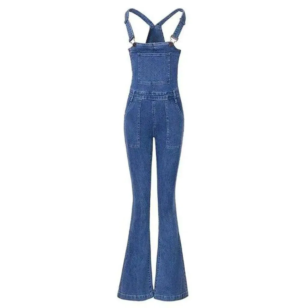 Stonewashed denim overall for women