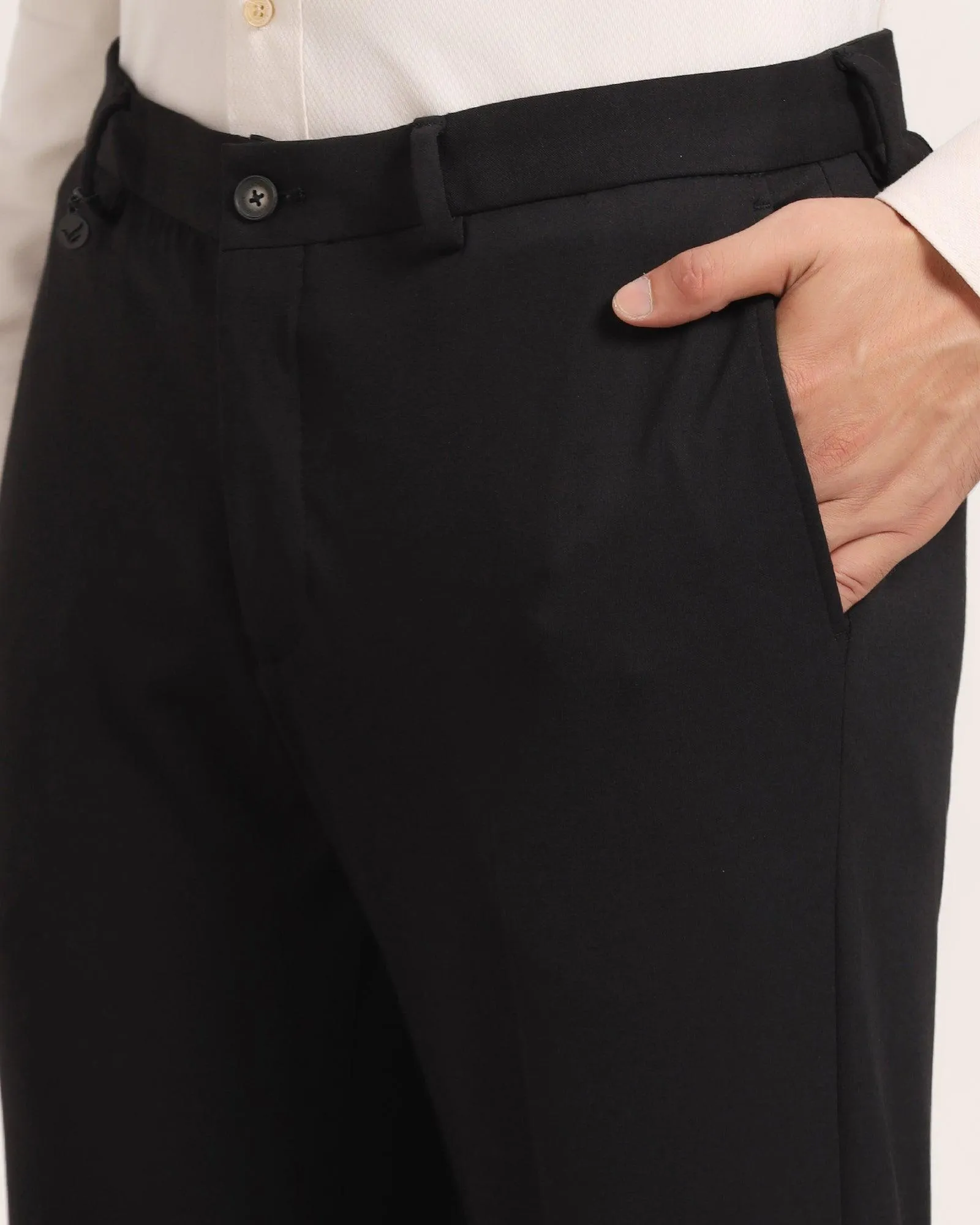 Straight B-90 Formal Black Solid Trouser - Nedward