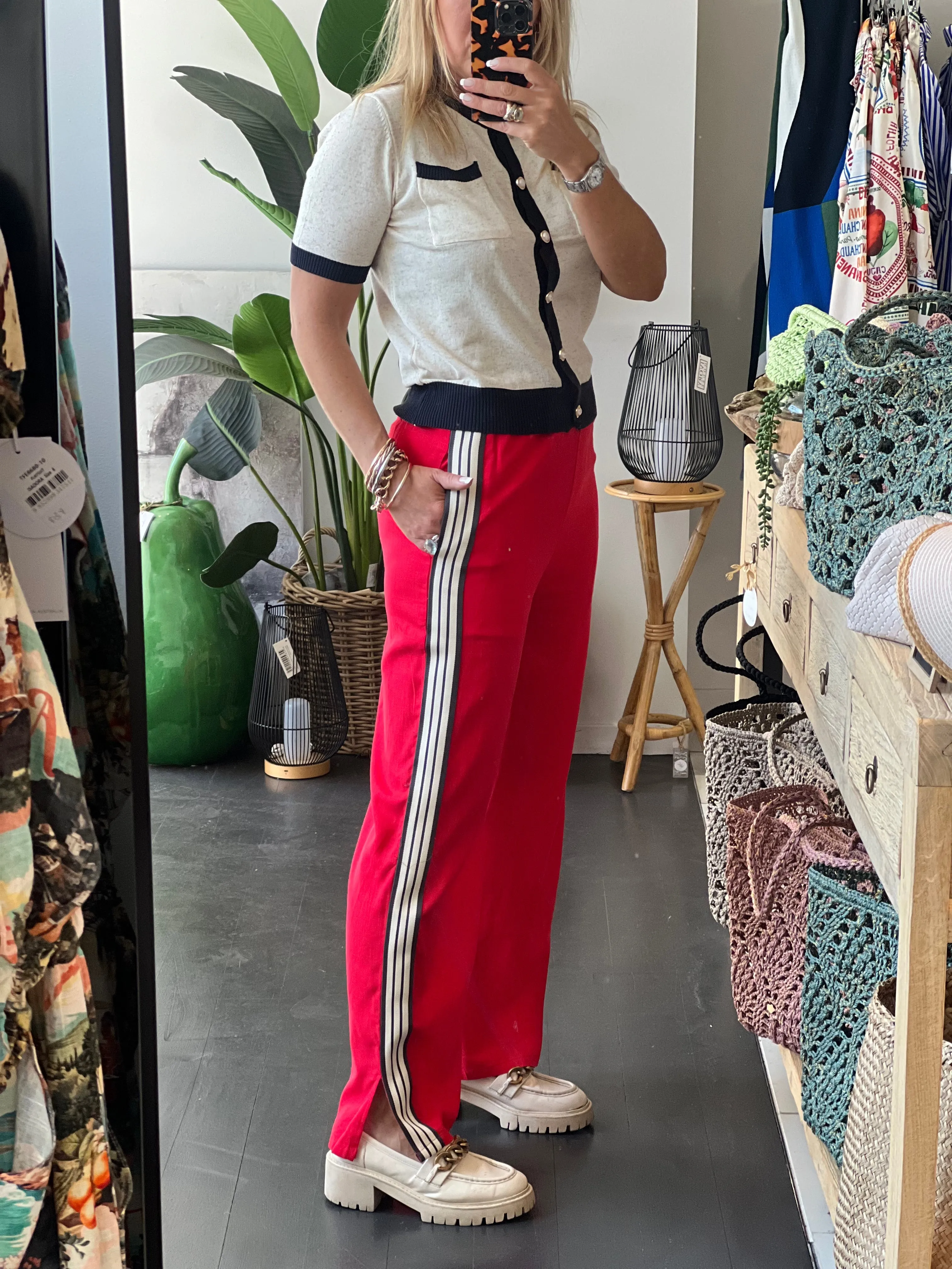 Stripe Lounge Pants- red