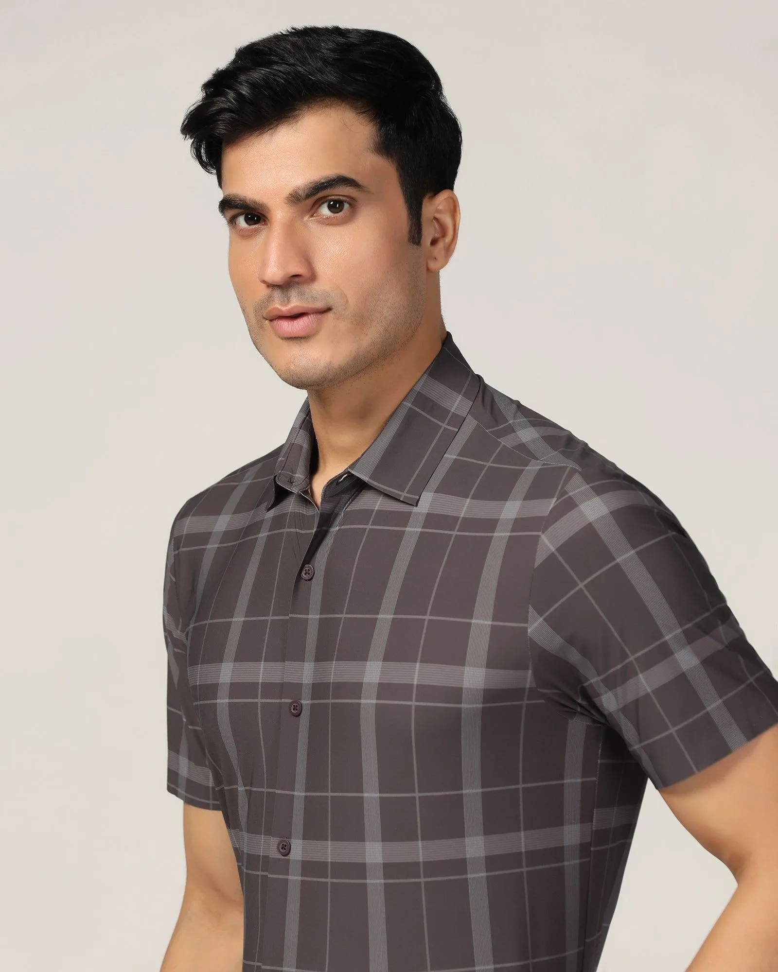 TechPro Formal Half Sleeve Wine Check Shirt - Shelby