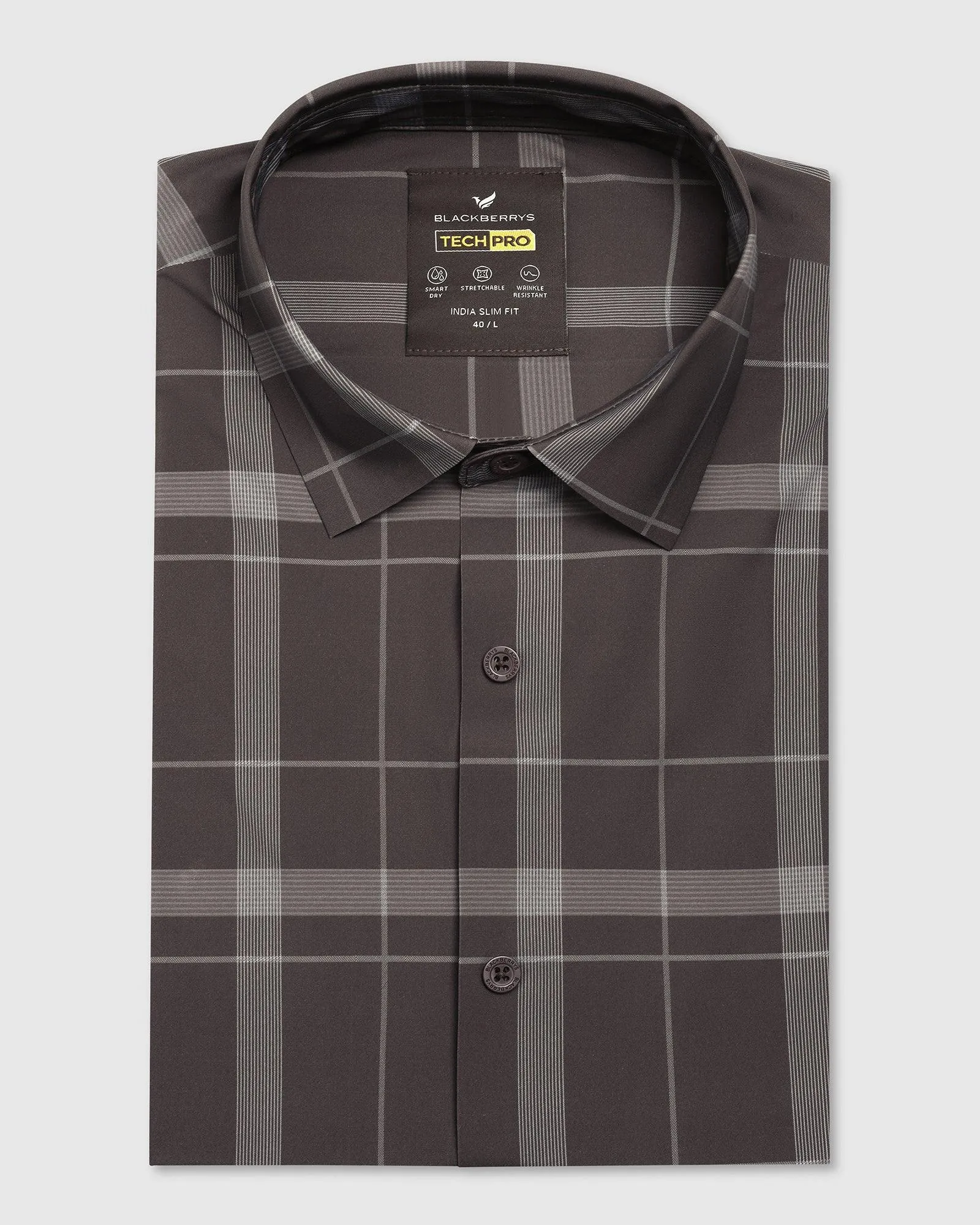 TechPro Formal Half Sleeve Wine Check Shirt - Shelby