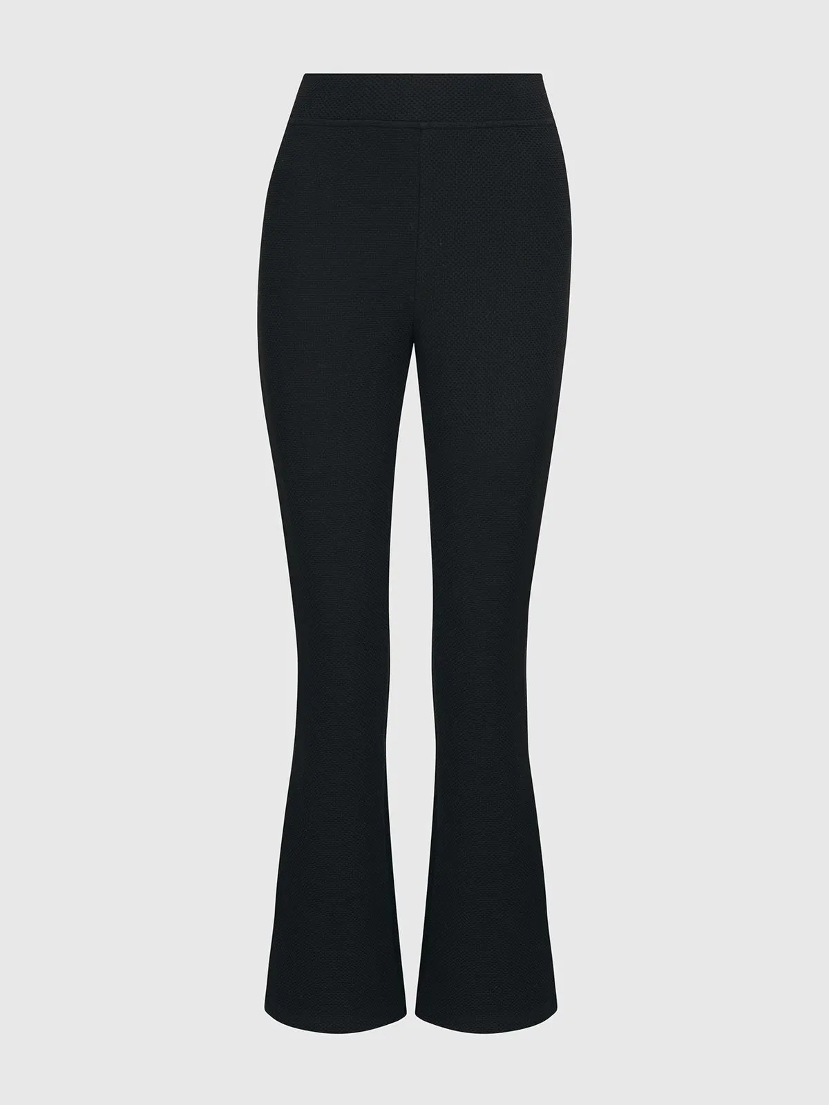 Textured Knit Bootcut Pants, Black