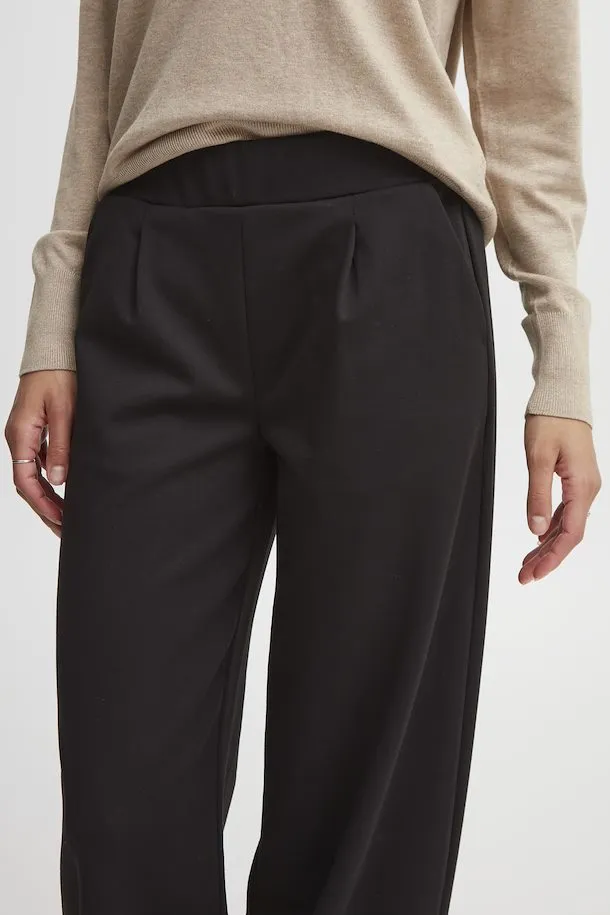 The Rizetta Wide Leg Trouser - Black - PLUS