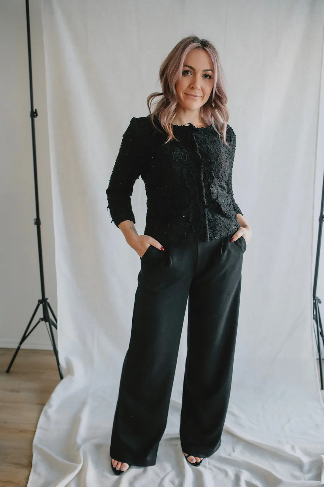 The Rizetta Wide Leg Trouser - Black - PLUS