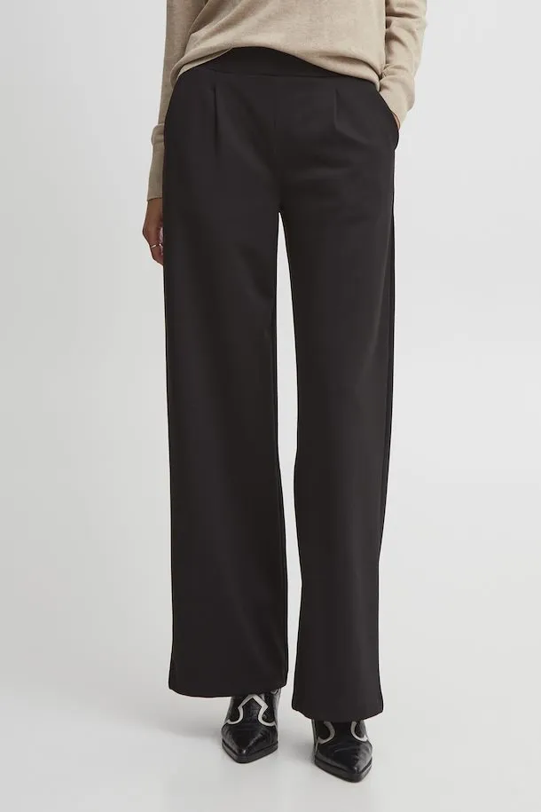 The Rizetta Wide Leg Trouser - Black - PLUS