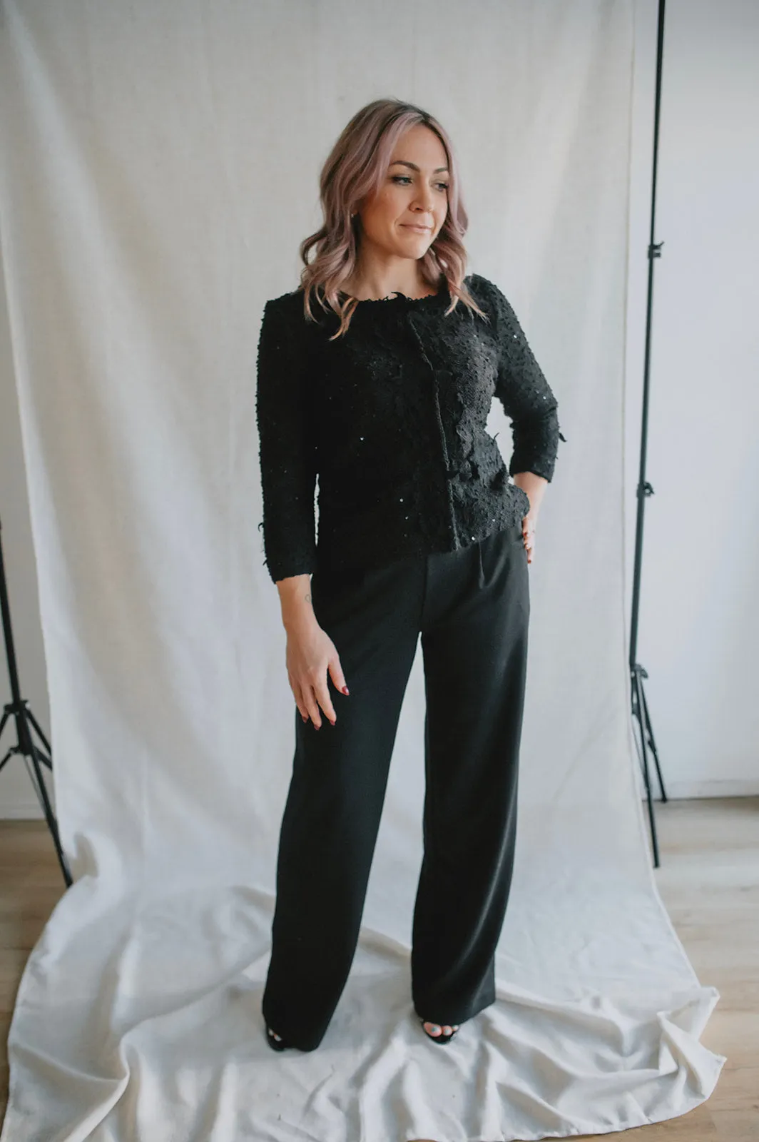 The Rizetta Wide Leg Trouser - Black - PLUS