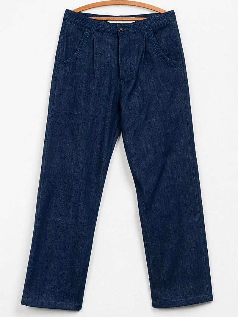 Umber & Ochre Veda Pleated Pants Indigo