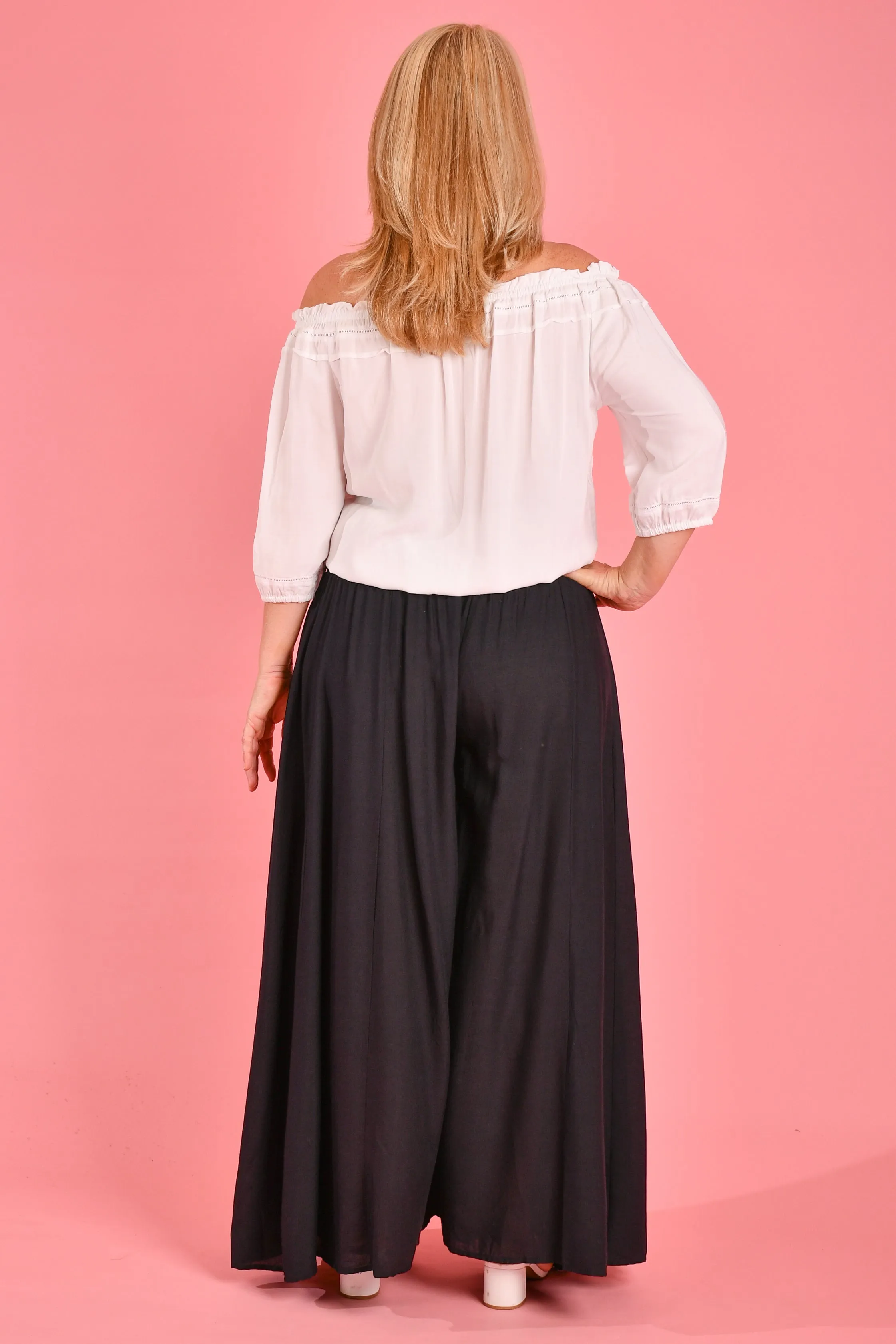 VBLP206 - FREMANTLE ROUCHED WIDE LEG PANT - BLACK