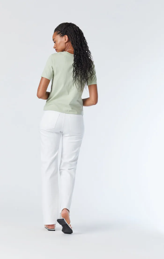 VICTORIA WIDE LEG JEANS IN WHITE STRETCH